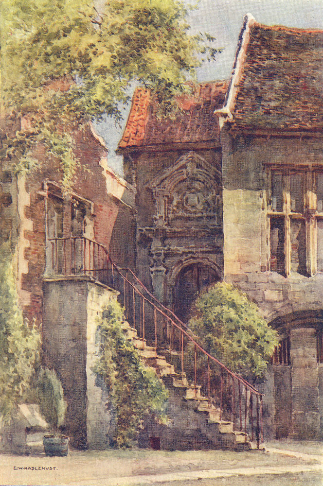 Entrance to the Banqueting Hall, King's Manor, York. Ernest Haslehust 1920